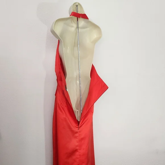 Impressions Dress 1990s Rhinestone Buttons Ruched Top Red Size 12 - Picture 6 of 12